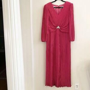 Vintage George F. Couture Pleated Formal Dress Size 16 Fuscia Pink Neiman Marcus